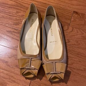 Bruno Magli Nude Peep Toe Bow Ballet Flats | 36.5